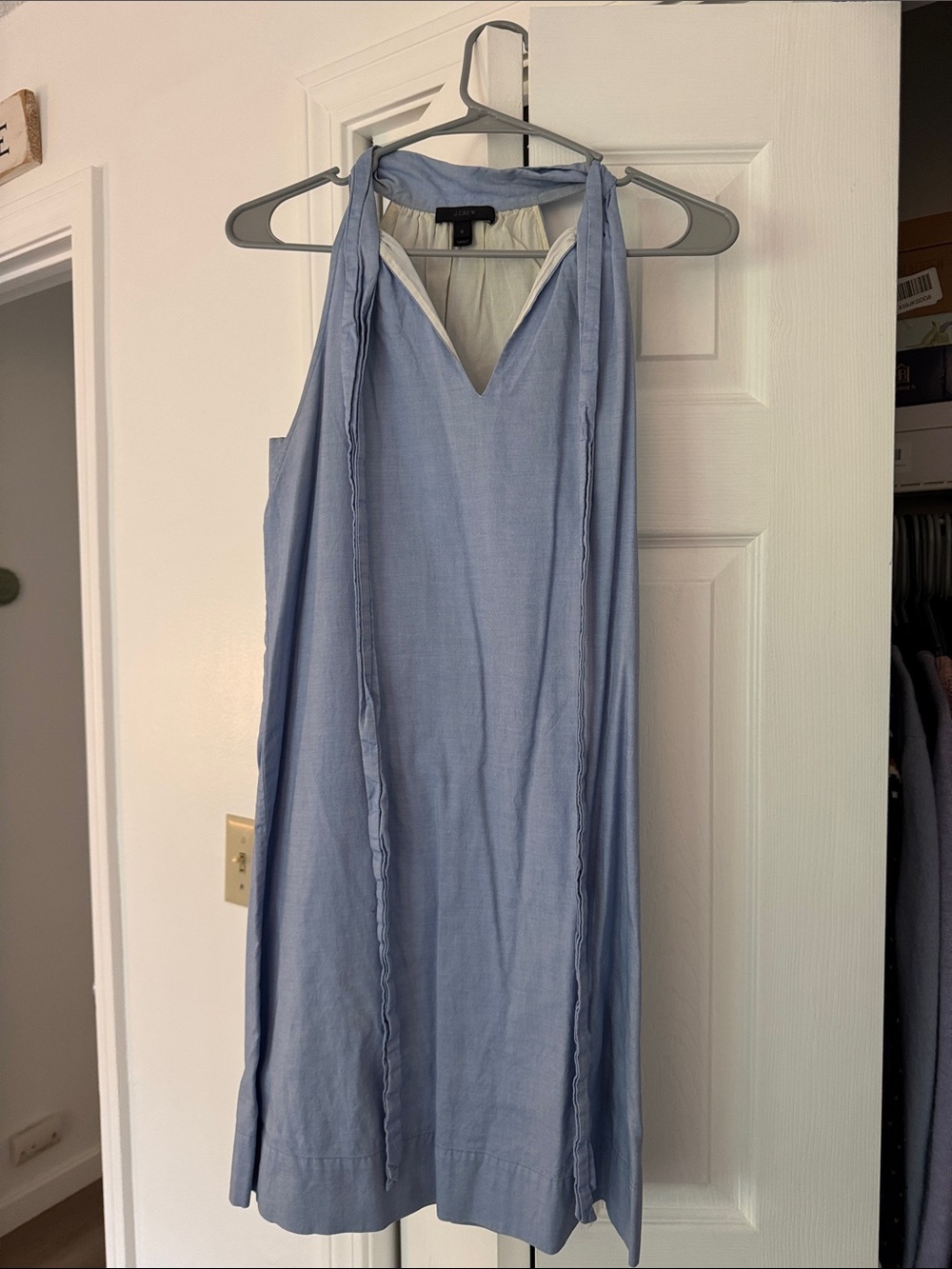 J. Crew Pale Blue Sleeveless V-Neck Midi Dress